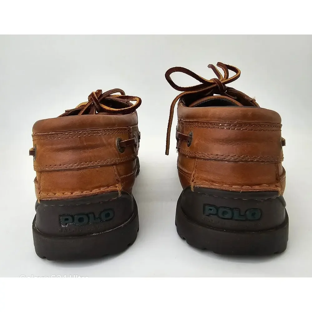Polo Ralph Lauren Brown Leather Boat Shoes Rugged Sole Men's 11.5D